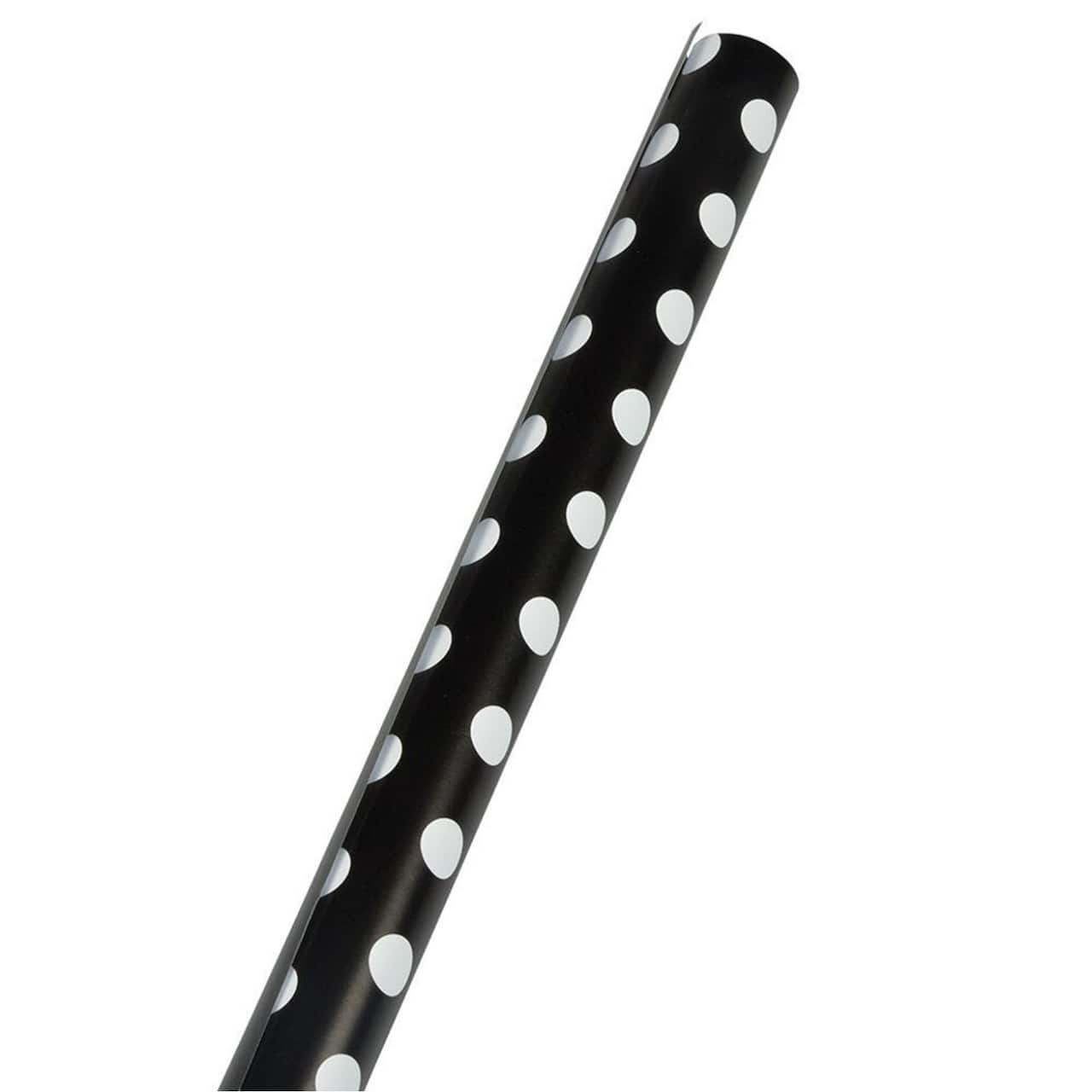 JAM Paper Wrapping Paper with White Polka Dots, 3ct.